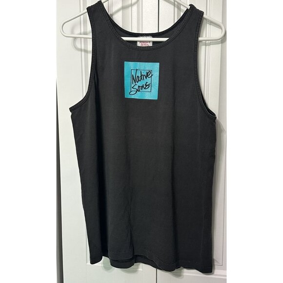 ONEita Other - Vintage Oneita Tank Muscle Shirt Mens Large Black Native Sons Surf Beach USA